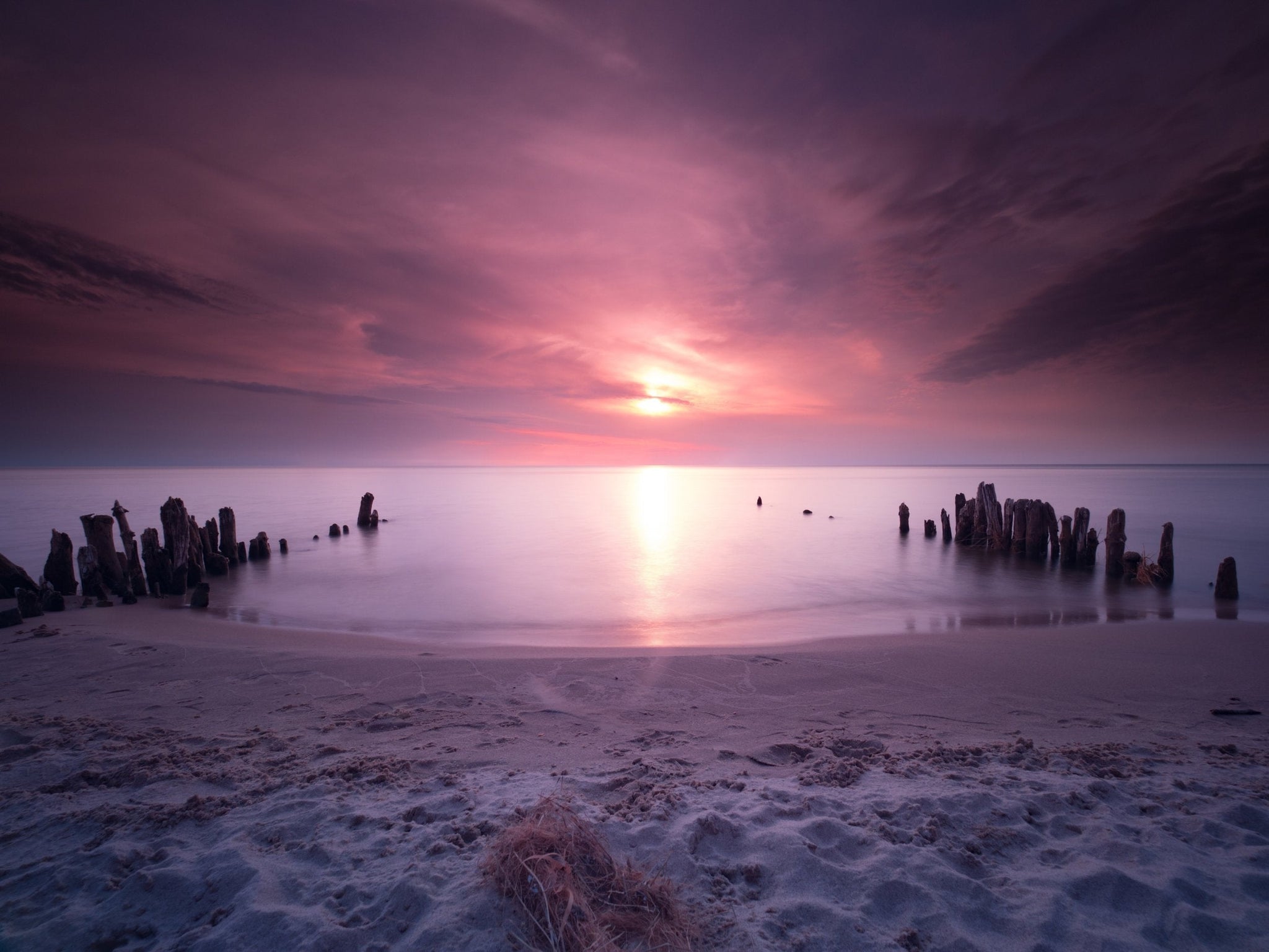 Foto con un treppiede VEO, lunga esposizione con cielo rosa