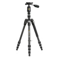 Veo 3T 204CBP Treppiede professionale compatto in fibra di carbonio e testa a sfera pesa 1,38 kg. Include una speciale piastra rapida per smartphone Altezza minima