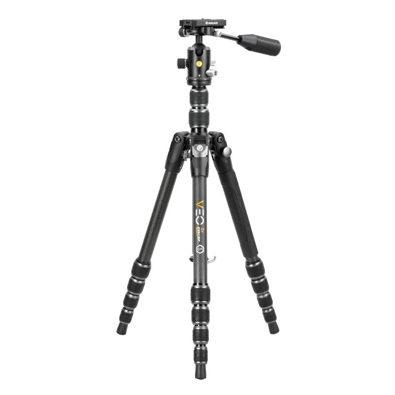 Veo 3T 235CBP Kit treppiedi in fibra di carbonio con testa a sfera e manico per panning rimovibile, include connettore per smartphone, telecomando bluetooth. pieghevole