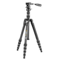 Veo 3T 235CP Kit treppiedi in fibra di carbonio con testa a sfera panoramica, perfetto per video e osservazione. Include connettore per smartphone, telecomando bluetooth. Estensione minima