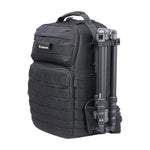 Veo Range T48 BK Tactical Camera & Gear Backpack con treppiede sul lato