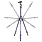 Vesta TB 204CB - Treppiede da viaggio in carbonio con tre angoli di apertura delle gambe